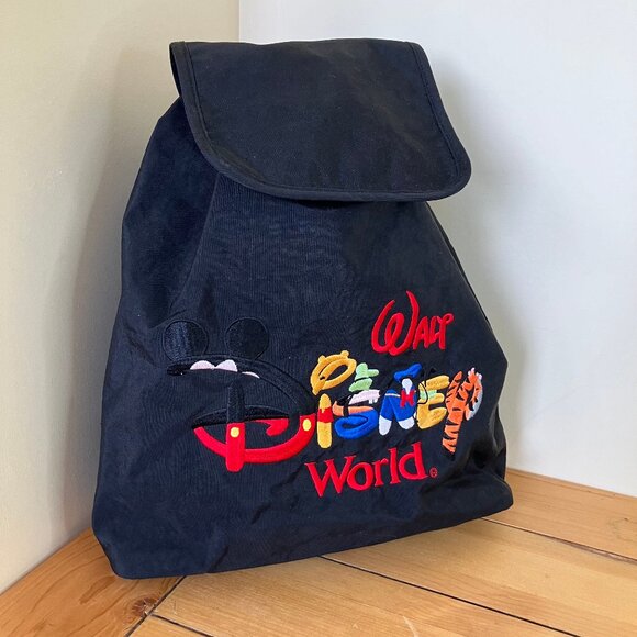 Walt Disney World Embroidered Logo Nylon Backpack with Drawstring - Picture 1 of 15